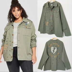 Junk Food Olive Green I'm With The Band Utility Military Jacket Plus Size 2X
